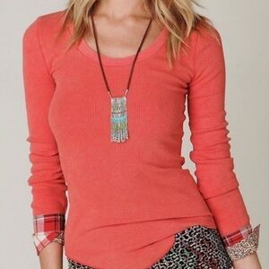 Free People We The Free Lou Thermal Flannel Plaid Button Cuff Long Sleeve Small